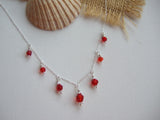 Red shades sea glass bead necklace, petite - garnet like - 18" sterling silver