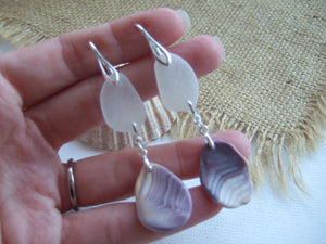 wampum sea glass earrings