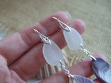 Wampum Sea Glass Earrings - Double Drop - Large