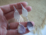 Wampum Sea Glass Earrings - Double Drop - Large