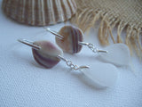 Wampum Sea Glass Earrings - Double Drop