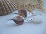 Wampum Sea Glass Earrings - Double Drop