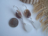 Wampum Sea Glass Earrings - Double Drop