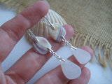 Wampum Sea Glass Earrings - Double Drop