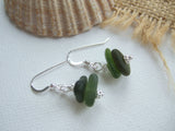 Green Sea Glass Stacker Earrings - DIY Kit available - sterling silver