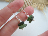 Green Sea Glass Stacker Earrings - DIY Kit available - sterling silver