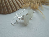 White Sea Glass Stacker Earrings - sterling silver