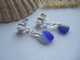 Davenport Sea Glass - Blue White Heart Earrings