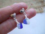 blue white davenport multi sea glass stud earrings