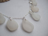 Mermaids Tears - Sea Glass Necklace White, sterling silver