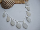 Mermaids Tears - Sea Glass Necklace White, sterling silver