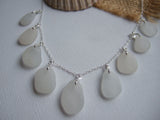 Mermaids Tears - Sea Glass Necklace White, sterling silver