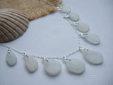 Mermaids Tears - Sea Glass Necklace White, sterling silver