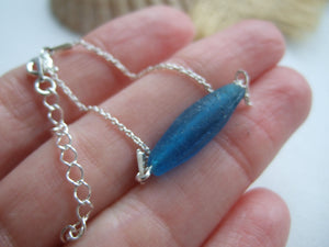 turquoise sea glass bead bracelet