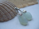 Lion Lever Back Earrings - Opalescent sea glass