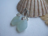 Lion Lever Back Earrings - Opalescent sea glass