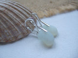 Lever Back Earrings - Opalescent sea glass