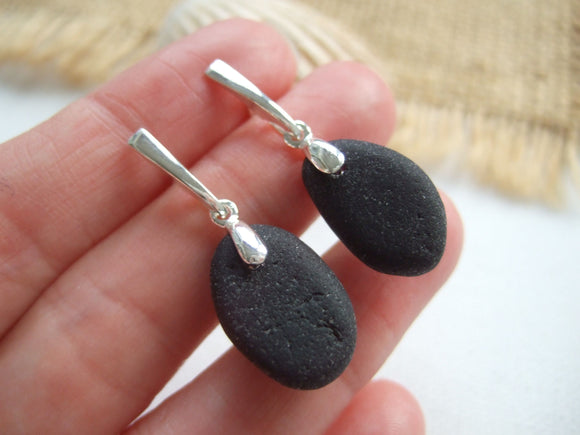 stud earrings with purple sea glass