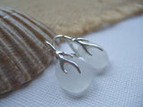 Coral Leverback - White sea glass earrings