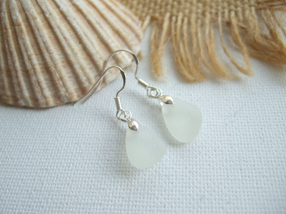 white scottish sea glass earrings