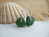 green sea glass earrings water drops