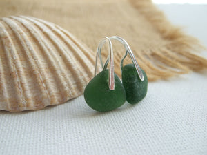 green sea glass earrings water drops