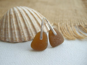 brown scottish sea glass earrings