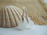 white scottish sea glass earrings wave shape