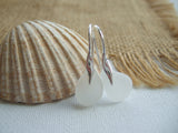 Wave Earrings - Sterling Silver And White Sea Glass
