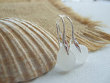 Wave Earrings - Sterling Silver And White Sea Glass