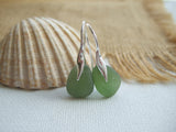 green sea glass earrings wave shape