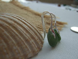 Wave Earrings - Sterling Silver And Green Sea Glass