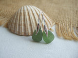 Wave Earrings - Sterling Silver And Green Sea Glass