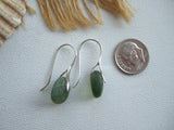 Wave Earrings - Sterling Silver And Green Sea Glass