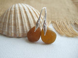 scottish brown sea glass earrings wave shape
