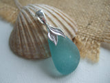 mermaid tail necklace with teal sea glass