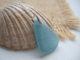 Japanese Sea Glass Necklace, Sea Foam Beach Glass, Minimalist 18" sterling silver