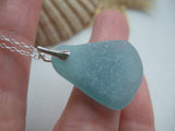 Japanese Sea Glass Necklace, Sea Foam Beach Glass, Minimalist 18" sterling silver
