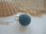 Japanese Sea Glass Marble Necklace, Teal Beach Glass, Sphere Pendant