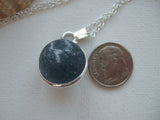 Japanese Sea Glass Marble Necklace, Teal Beach Glass, Sphere Pendant