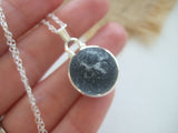 Japanese Sea Glass Marble Necklace, Teal Beach Glass, Sphere Pendant