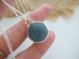 Japanese Sea Glass Marble Necklace, Teal Beach Glass, Sphere Pendant