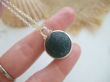 Japanese Sea Glass Marble Necklace, Teal Beach Glass, Sphere Pendant