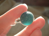 Japanese Sea Glass Marble Necklace, Teal Beach Glass, Sphere Pendant