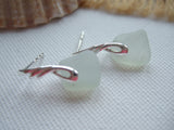 Wing Studs - Opalescent sea glass