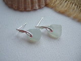 Wing Studs - Opalescent sea glass