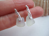 wing studs with opalite sea glass