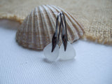 Waves - White sea glass, Ruthenium on sterling silver
