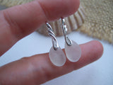 Wings - White sea glass earrings