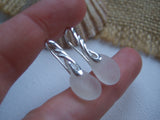 Wings - White sea glass earrings